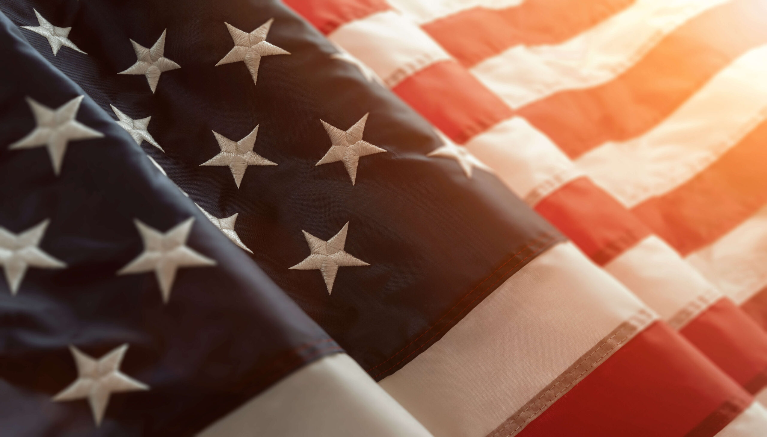 Close up of American flag.
