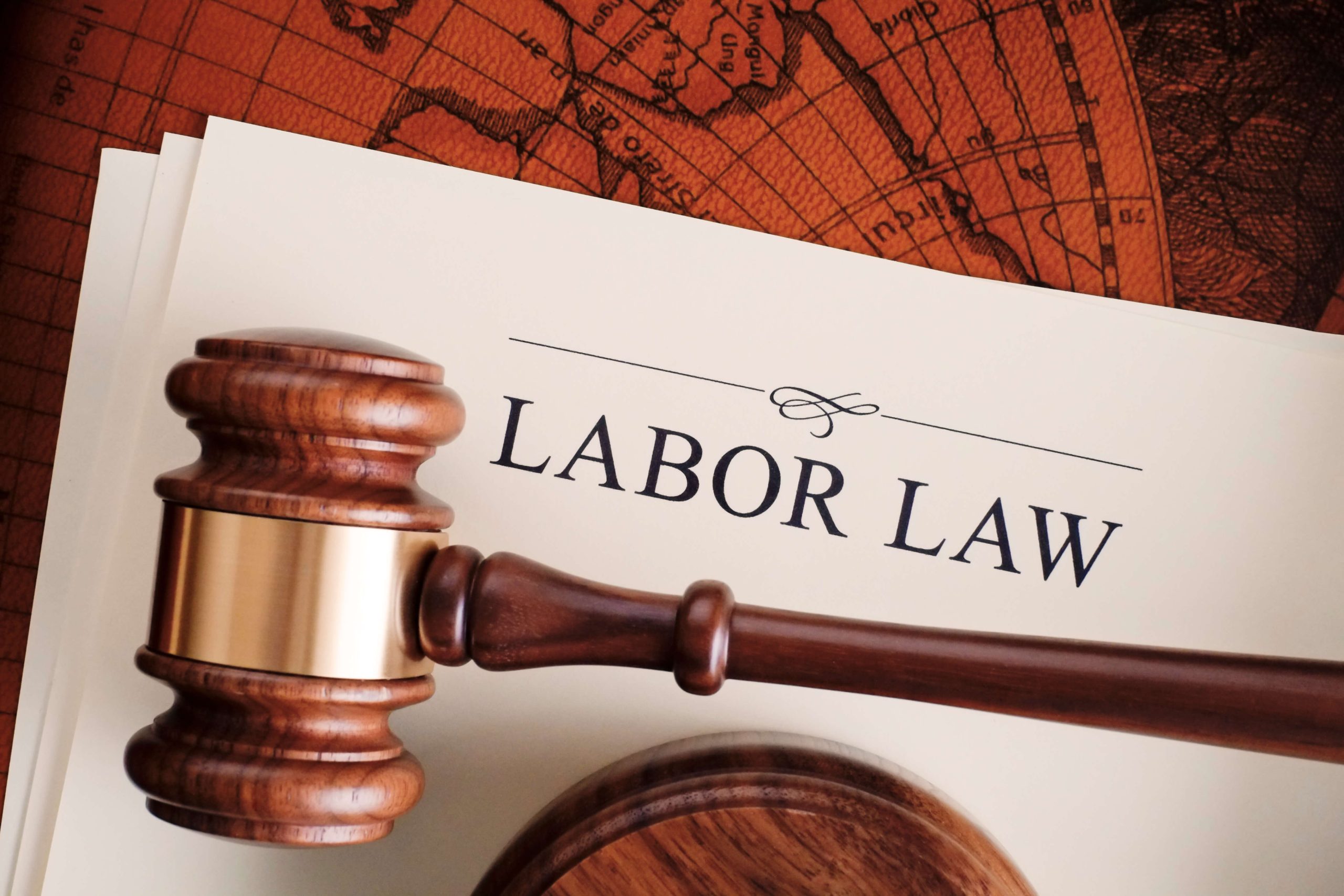 gavel on generic labor law documents